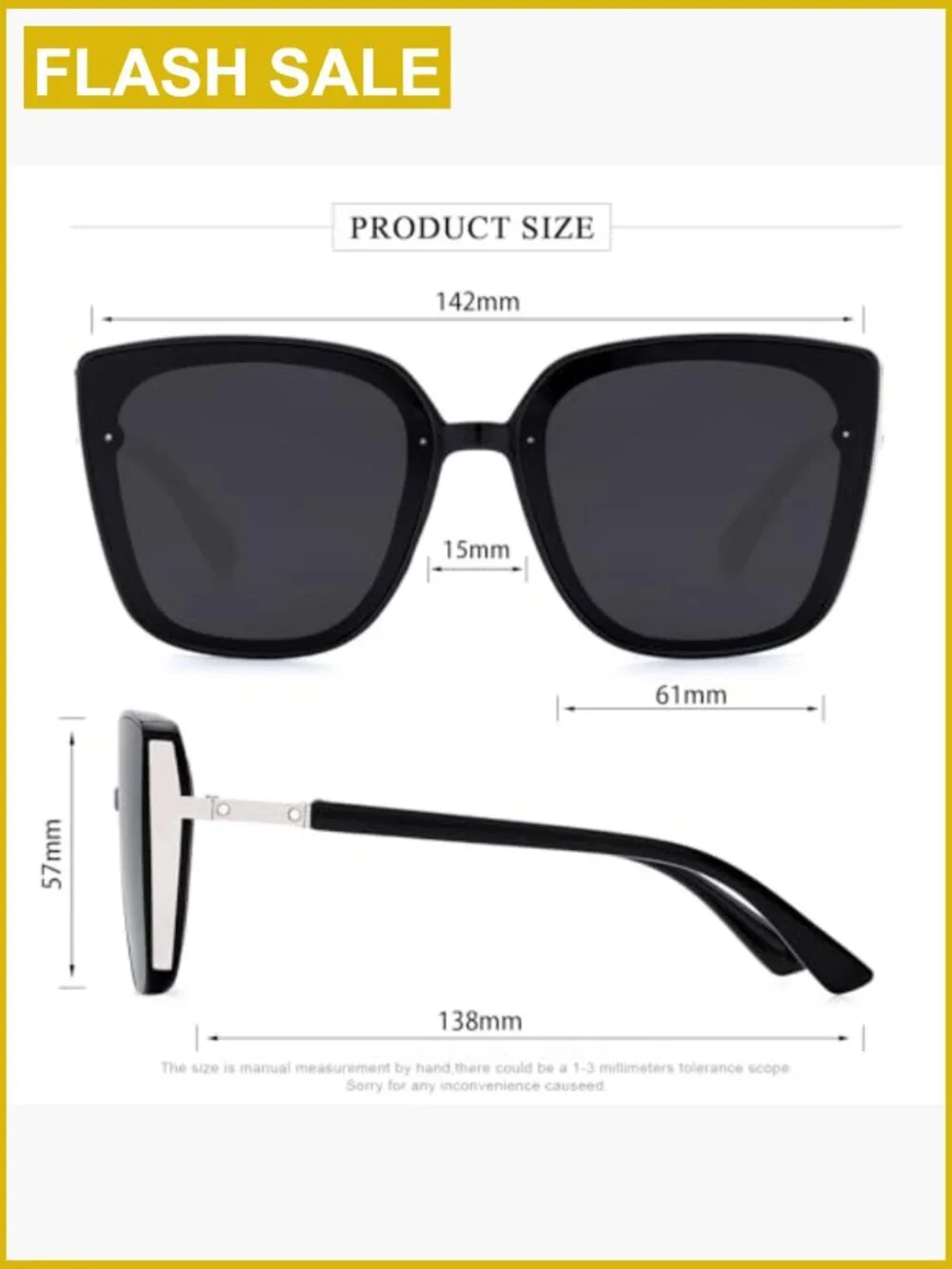 Oversized Square Sunglasses UV400 Protection Unisex